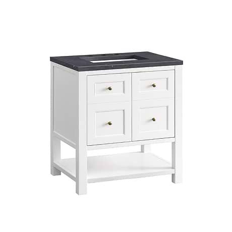 Breckenridge Bright White 30" Single Vanity with Charcoal Soapstone Quartz Top by JMV