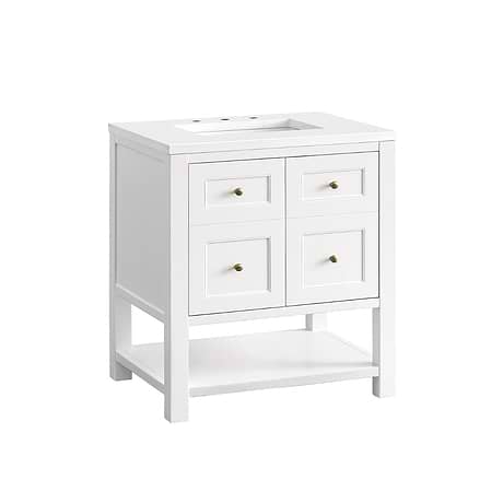 Breckenridge Bright White 30" Single Vanity with White Zeus Quartz Top by JMV