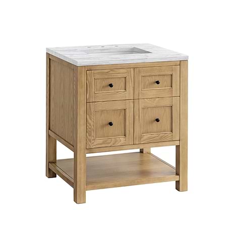 Breckenridge Light Natural Oak 30" Single Vanity with Arctic Fall Solid Surface Top by JMV