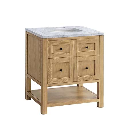 Breckenridge Light Natural Oak 30" Single Vanity with Carrara Marble Top by JMV