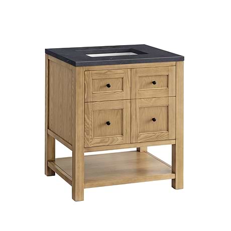 Breckenridge Light Natural Oak 30" Single Vanity with Charcoal Soapstone Quartz Top by JMV