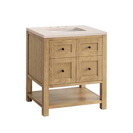 Breckenridge Light Natural Oak 30" Single Vanity with Eternal Marfil Quartz Top by JMV