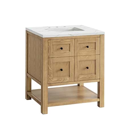 Breckenridge Light Natural Oak 30" Single Vanity with Ethereal Noctis Quartz Top by JMV