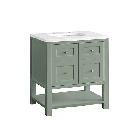 Breckenridge Breckenridge Smokey Celadon Green 30" Single Vanity with White Zeus Quartz Top by JMV