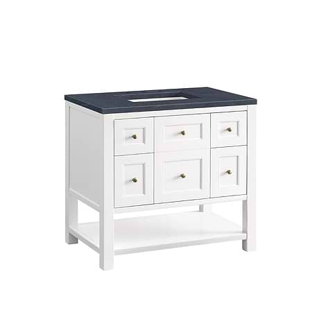 Breckenridge Bright White 36" Single Vanity with Charcoal Soapstone Quartz Top by JMV