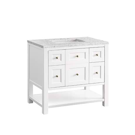 Breckenridge Bright White 36" Single Vanity with Eternal Jasmine Pearl Quartz Top by JMV