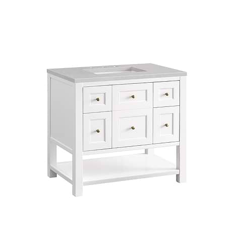 Breckenridge Bright White 36" Single Vanity with Eternal Serena Quartz Top by JMV