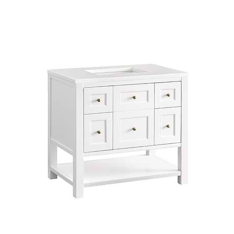 Breckenridge Bright White 36" Single Vanity with White Zeus Quartz Top by JMV