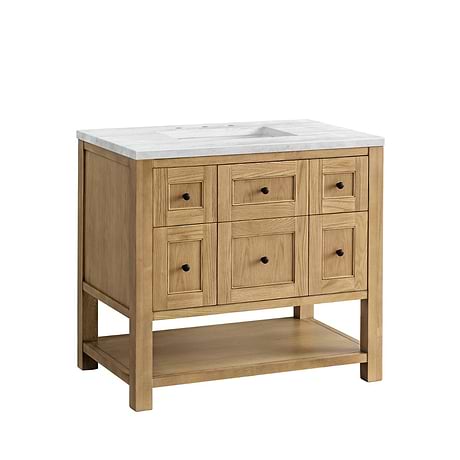 Breckenridge Light Natural Oak 36" Single Vanity with Arctic Fall Solid Surface Top by JMV