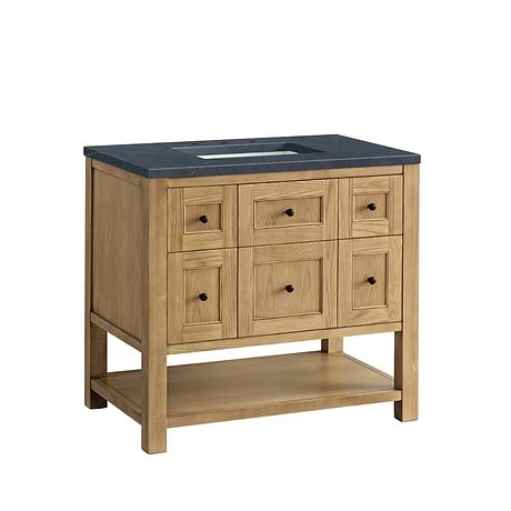 Breckenridge Light Natural Oak 36" Single Vanity with Charcoal Soapstone Quartz Top by JMV