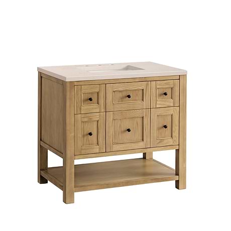 Breckenridge Light Natural Oak 36" Single Vanity with Eternal Marfil Quartz Top by JMV