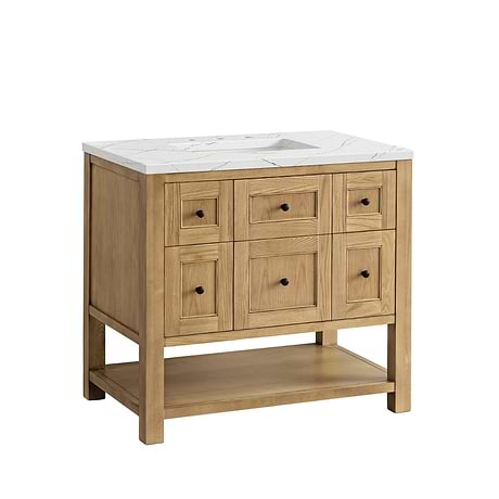 Breckenridge Light Natural Oak 36" Single Vanity with Ethereal Noctis Quartz Top by JMV