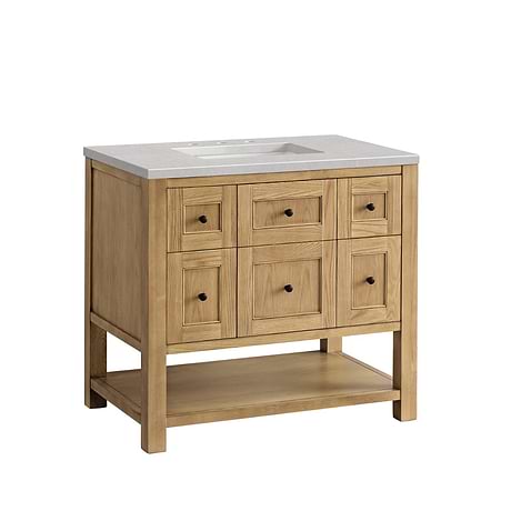 Breckenridge Light Natural Oak 36" Single Vanity with Eternal Serena Quartz Top by JMV