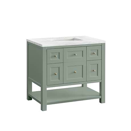 Breckenridge Breckenridge Smokey Celadon Green 36" Single Vanity with Arctic Fall Solid Surface Top by JMV