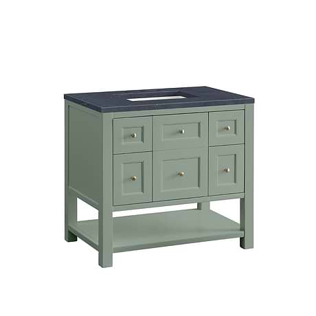 Breckenridge Breckenridge Smokey Celadon Green 36" Single Vanity with Charcoal Soapstone Quartz Top by JMV