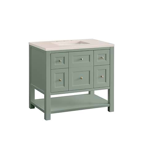Breckenridge Breckenridge Smokey Celadon Green 36" Single Vanity with Eternal Marfil Quartz Top by JMV