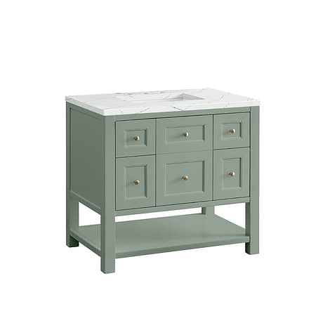 Breckenridge Breckenridge Smokey Celadon Green 36" Single Vanity with Ethereal Noctis Quartz Top by JMV