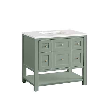 Breckenridge Breckenridge Smokey Celadon Green 36" Single Vanity with White Zeus Quartz Top by JMV