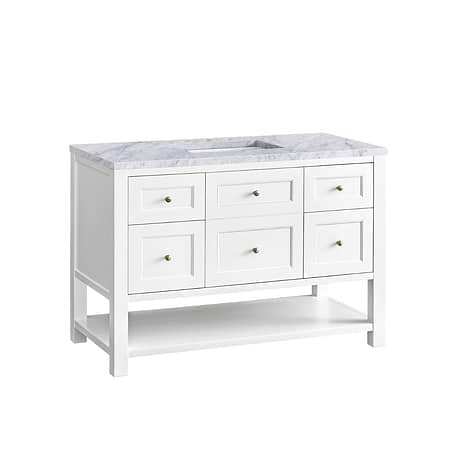 Breckenridge Bright White 48" Single Vanity with Carrara Marble Top by JMV