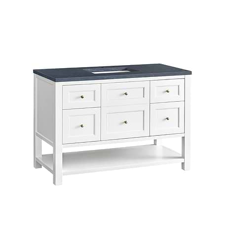 Breckenridge Bright White 48" Single Vanity with Charcoal Soapstone Quartz Top by JMV