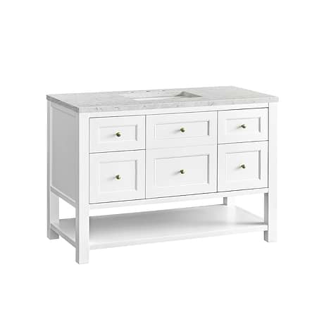 Breckenridge Bright White 48" Single Vanity with Eternal Jasmine Pearl Quartz Top by JMV