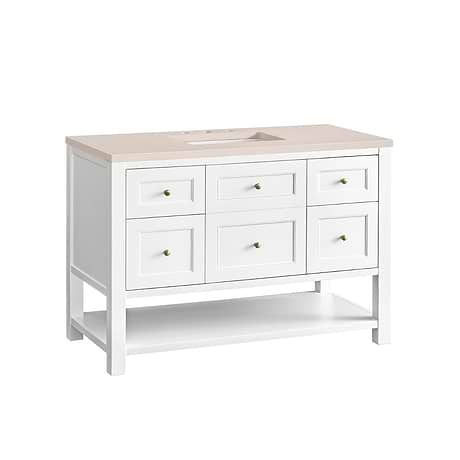 Breckenridge Bright White 48" Single Vanity with Eternal Marfil Quartz Top by JMV
