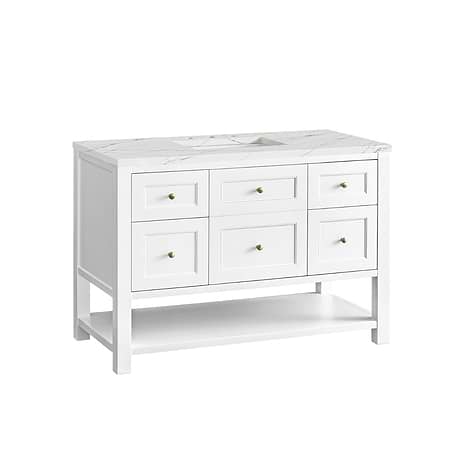 Breckenridge Bright White 48" Single Vanity with Ethereal Noctis Quartz Top by JMV