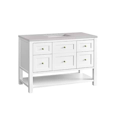 Breckenridge Bright White 48" Single Vanity with Eternal Serena Quartz Top by JMV