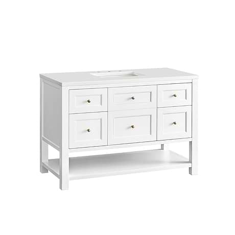 Breckenridge Bright White 48" Single Vanity with White Zeus Quartz Top by JMV