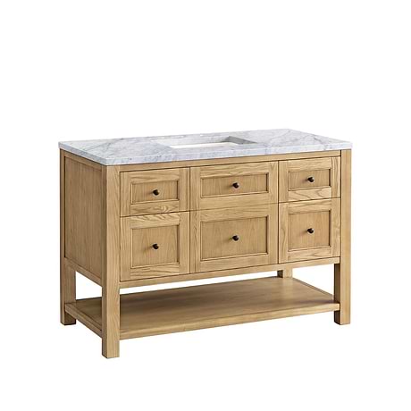 Breckenridge Light Natural Oak 48" Single Vanity with Carrara Marble Top by JMV