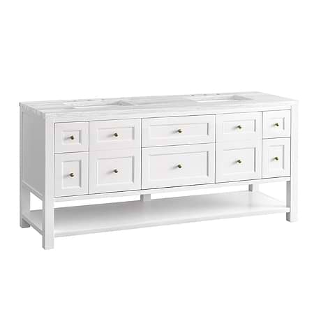 Breckenridge Bright White 72" Double Vanity with Arctic Fall Solid Surface Top by JMV