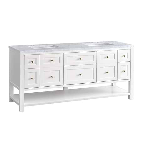 Breckenridge Bright White 72" Double Vanity with Carrara Marble Top by JMV