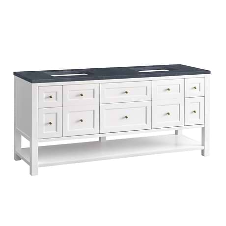Breckenridge Bright White 72" Double Vanity with Charcoal Soapstone Quartz Top by JMV