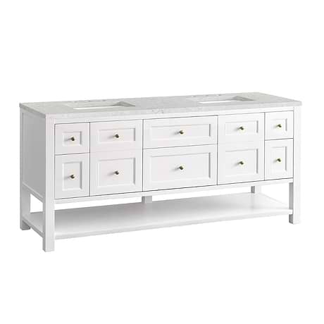 Breckenridge Bright White 72" Double Vanity with Eternal Jasmine Pearl Quartz Top by JMV