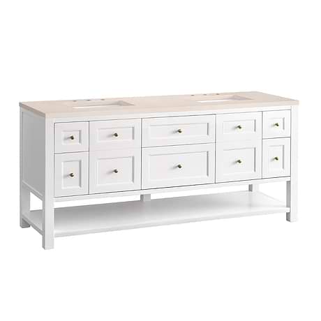 Breckenridge Bright White 72" Double Vanity with Eternal Marfil Quartz Top by JMV