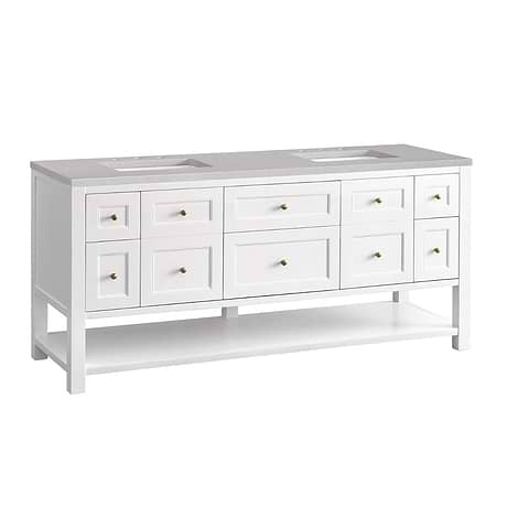 Breckenridge Bright White 72" Double Vanity with Eternal Serena Quartz Top by JMV