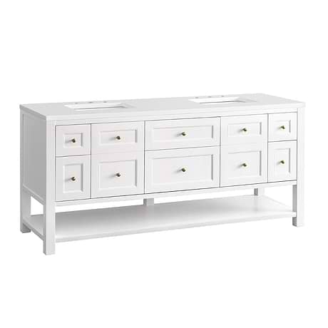 Breckenridge Bright White 72" Double Vanity with White Zeus Quartz Top by JMV