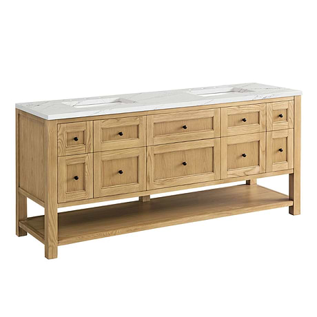Breckenridge Light Natural Oak 72" Double Vanity with Ethereal Noctis Quartz Top by JMV