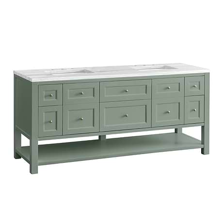Breckenridge Breckenridge Smokey Celadon Green 72" Double Vanity with Arctic Fall Solid Surface Top by JMV