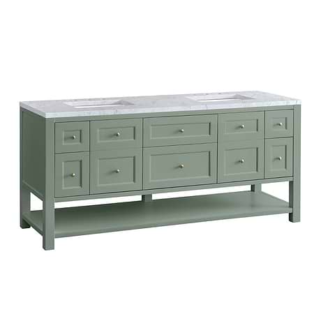 Breckenridge Breckenridge Smokey Celadon Green 72" Double Vanity with Carrara Marble Top by JMV