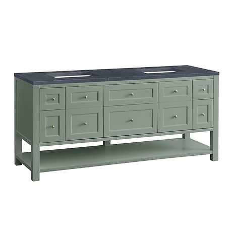 Breckenridge Breckenridge Smokey Celadon Green 72" Double Vanity with Charcoal Soapstone Quartz Top by JMV