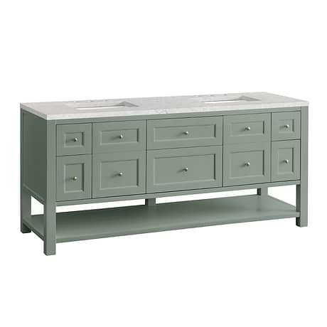 Breckenridge Breckenridge Smokey Celadon Green 72" Double Vanity with Eternal Jasmine Pearl Quartz Top by JMV