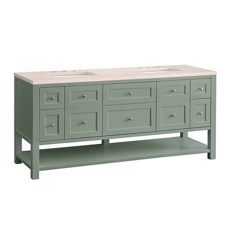 Breckenridge Breckenridge Smokey Celadon Green 72" Double Vanity with Eternal Marfil Quartz Top by JMV