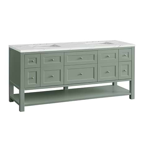 Breckenridge Breckenridge Smokey Celadon Green 72" Double Vanity with Ethereal Noctis Quartz Top by JMV