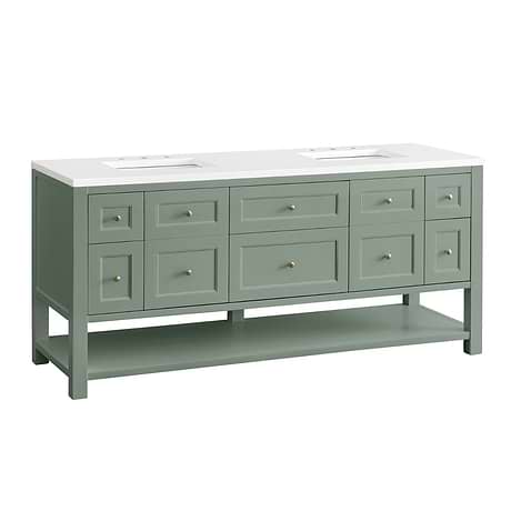 Breckenridge Breckenridge Smokey Celadon Green 72" Double Vanity with White Zeus Quartz Top by JMV