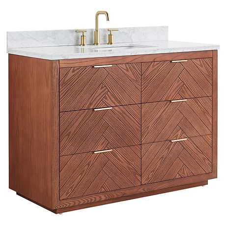 Marilyn Woodgrain 48" Single Vanity with Carrara Marble Top