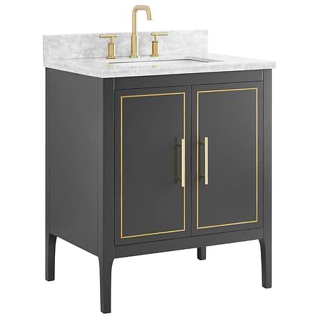 Province Charcoal and Gold 30" Single Vanity with Carrara Marble Top	