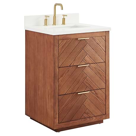 Marilyn Woodgrain 24" Single Vanity with Pure White Quartz Top