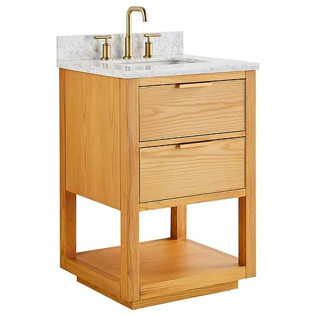 Dayton Woodgrain 24" Single Vanity with Carrara Marble Top