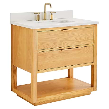 Dayton Woodgrain 36" Single Vanity with Pure White Quartz Top